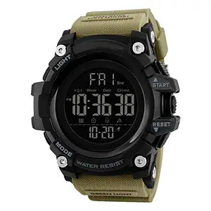 V2A Digital Men's Resin Watch (Black Dial Khaki Colored Strap)