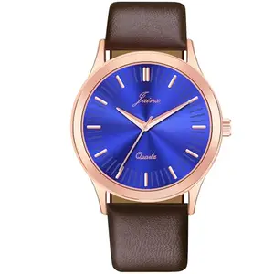 jainx Blue Dial Leather Band Analog Wrist Watch for Men - JM7181