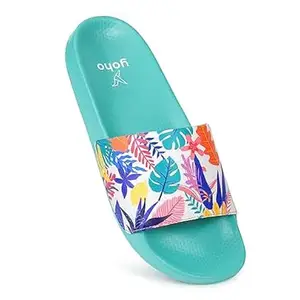 YOHO Tropica Printed Comfortable Women Slides | Stylish & Waterproof | Soft Inner Lining On Strap