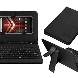 ACM Keyboard Case Compatible with Asus Rog Phone Mobile Flip Cover Stand Plug & Play Device for Study & Gaming Black