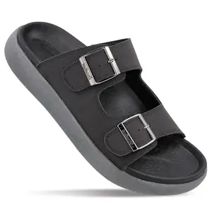 WALKAROO Men's Slip-On Comfort Sandals with Adjustable Buckles - WC4487 Black