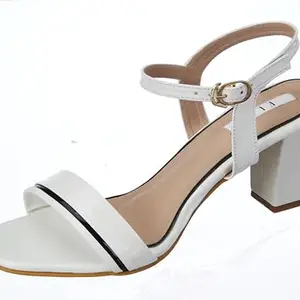 Elle Women's Heels Sandal, White, 3