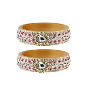 MAYA FASHION Cream stone Stud Acrylic-Brass Bangle Elegant Extra Large Size Bangle | Perfect Fit for Plus Size banglesTrendy and Comfortable Fit for woman and girls | (Sku-ban4647)