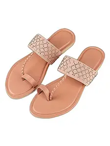 Bagadiya Trading Walktrendy Womens Synthetic Pink Open Toe Flats - 7 Uk (Wtwf35_Pink_40)