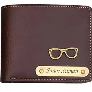 Flamingo Creativity Leather Wallet for Men and Boys Customized Wallet Customised Gifts for Men | Personalized Wallet with Name & Charm Purse (Brown)