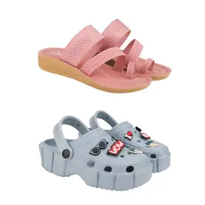 SPORTER Extra Soft Classic Casual wear with Flexibility Technology Heel Combo for Women's/Girl's(6142+1984)(4) Multicolor