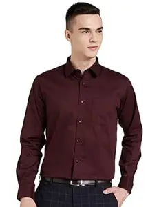 Amazon Brand - Symbol Men's Solid Cotton Formal Shirt | Plain | Full Sleeve - Regular Fit (Available in Plus Sizes)