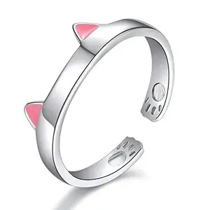 MYKI Plated Elegant Kitty Cat Adjustable Ring for Women