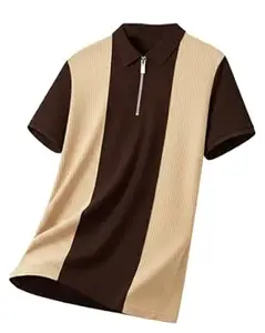 Enitor Stylish Half Sleeves Polo Neck T-Shirt for Mens, Casual Wear T-Shirt for Men, Formal Half Zipper T-Shirts for Boys, Summer Wear Tshirts for Boy