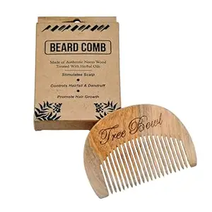 Tree Bowl Neem Beard Wooden Comb – Natural Oils Infused for Frizz-Free, Healthy Hair |Design for Detangling & Shine | Suited for All Hair Types