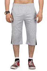 VEGO Mens Cotton Three by Fourth, 3/4, Capri, Three Quarter Grey Plus Size
