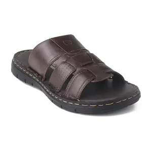 Red Chief Brown Leather Casual Slippers for Men