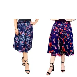 MAIYYA Collection Floral Print Mid Calf Length Women Panel Polyester Skirt IBPNL-2037-K (S) Multicolour