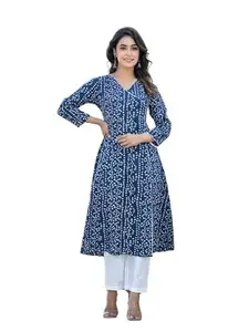 Varanga Women Floral Printed Peplum Short Kurti Blue
