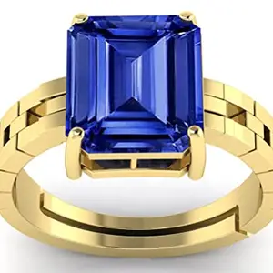 BALATANK 12.25 Ratti 11.30 Carat Certified Original Blue Sapphire Gold Plated Ring Panchdhatu Adjustable Neelam Ring for Men & Women by Lab Certifi