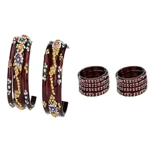 Somil Elegant Combo Bangles For Women & Girls | Stylish Bangles Set For Everyday & Functions, Pack Of 14, Maroon, Maroon -B504