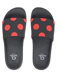 Carlton London Sports Women'S Black-Red Slipper - 4 Uk