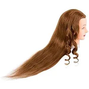 IAS Real Human Hair Dummy for Hair Practice All Purpose with Clamp Stand for Styling Spl for Dye/Tong/Braiding for Women and Girl (Dark Golden)