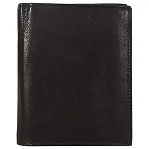 Leatherman Fashion LMN Unisex Black Genuine Leather Regular Size Wallet (6 Card Slots)