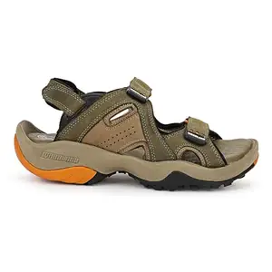 Woodland Men Olive Green Nubuk Oily Polished Sandal