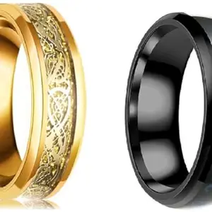Women Combo Gold Dragon & Black Smart Temperature Ring (IR184)
