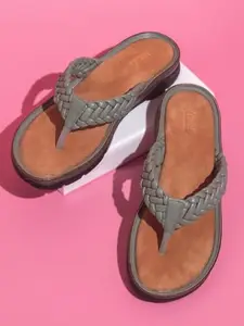 Inc.5 Women Green Textured Open Toe Comfort Heels