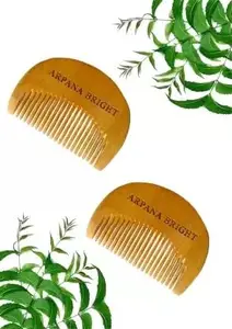 ARPANA BRIGHT Neem Wooden Beard Comb | Combo Pack | Growth, Hairfall, Dandruff, Frizz Control (Round-2Pcs)