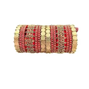 VRCREATIONS Handcrafted Red Slik Thread Bangles with Lakshmi Kusu & Kundans Simple and ELegant (2.4)