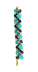 True treasure gems Aqua Blue and Dark Peacock Blue beautiful Crystal Bracelet for Women and girls, 6.5 inches Bracelet beaded with crystals for Special Occasions