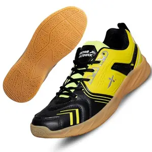 Vector X Ultimax Badminton/Tennis Court Shoe for Men (Black-Green, 9)