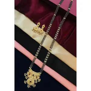 Gold Brass Single Strand Mangalsutra for Women | Cubic Zirconia/American Diamond | 30 in | 30 in_Mang_s_bs8ua