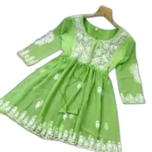 Festive Short Georgette Embroidered Women's Kurti for The Size of -Ls Multicolour