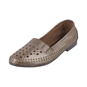 Metro Metro Women's Bronze Leather Loafers-3 UK (36 EU) (31-8432)