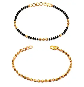 JHB Golden Gold-Plated Brass Bracelet 2 pis Combo for Women