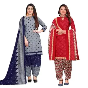 Rajnandini Multicolor Cotton Blend Printed Unstitched Salwar Suit Material (Combo of 2) JOPLVSM4028-JOPLVSM5131