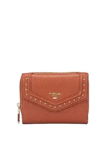 Da Milano Genuine Leather Orange Zip Around Womens Wallet (10107)