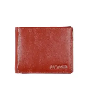 DUO DUFFEL Bi-fold Design Genuine Leather Brown Wallet RFID Protected for Men's