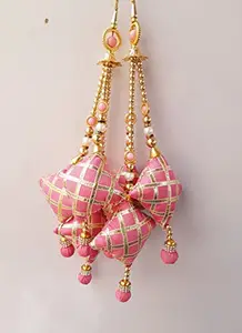 Libas Fashion Handmade Latkan for Lehanga Bridal Long Tassel Women Dress Color Baby Light Pink 2 PC