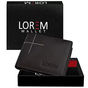 KCK INTERNATIONAL Lorem Brown Designer Bi-Fold Premium Faux Leather 3 ATM Card Slots Wallet for Men WL41-B