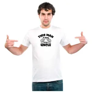UDNAG Unisex Round Neck Graphic 'This Man is Going to be a Uncle,j' Polyester T-Shirt White [Size XXS/34in to 7XL/56in]