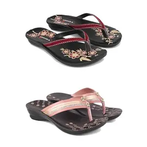 Women's Comfortable Sandal,Casual Lightweight Sandal for Everyday Wear | (Combo 2)-O18-1956-6