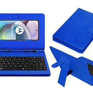 ACM Keyboard Case Compatible with Motorola Moto G 5G Mobile Flip Cover Stand Plug & Play Device for Study & Gaming Blue