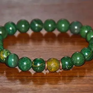 LKBEADS Natural African Jade 8mm Round Shape Smooth Cut Beads 8 inch Stretchable Bracelet for Men & Women|STBR_RR_00154_80