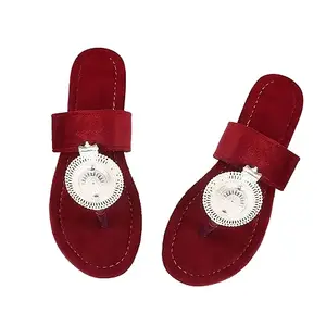 Ethnic Womens Girls Ladies SLI Fashionable Sandals (Red, 5)