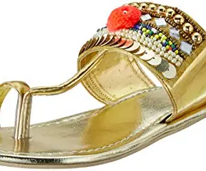 misto Women Gold Fashion Slippers-7 UK (40 EU) (VJ1153)