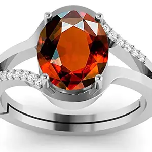 DAURAYA GEMS 4.25 Ratti 3.45 Carat Hessonite Garnet Stone Ashtdhatu Silver Adjustable Ring Original and Natural Gomed Gemstone for Astrological Purpose