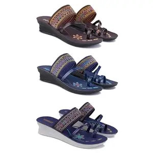 Women's Comfortable Sandal,Casual Lightweight Sandal for Everyday Wear for women's(GR-(COMBO-3)-1951-1953-1947-7)