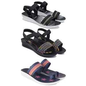 Women's Comfortable Sandal,Casual Lightweight Sandal for Everyday Wear | CL-(COMBO-3)-1931-1932-1991-8