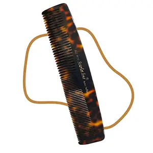 Scarlet Line Professional Handmade Small Regular Dressing Hair Comb Multipurpose Fine Tooth, Crafted for Daily Grooming n Styling, 16 Cm_Shell Black
