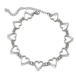 Jewels Galaxy Silver Plated Hearts inspired Choker Necklace For Women and Girls (CT-NCKK-44312)